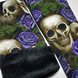 Handmade Skulls and Roses Fingerless Gloves