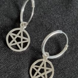 Pentagram Sterling Silver Hoop Earrings