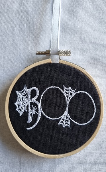 Boo Embroidered Hoop Black & White