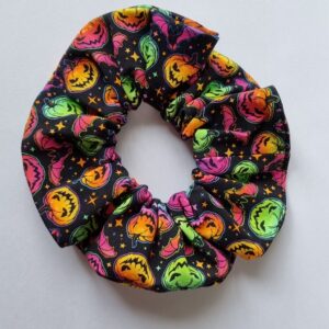 Multi Coloured Pumpkin Jersey Scrunchie Handmade