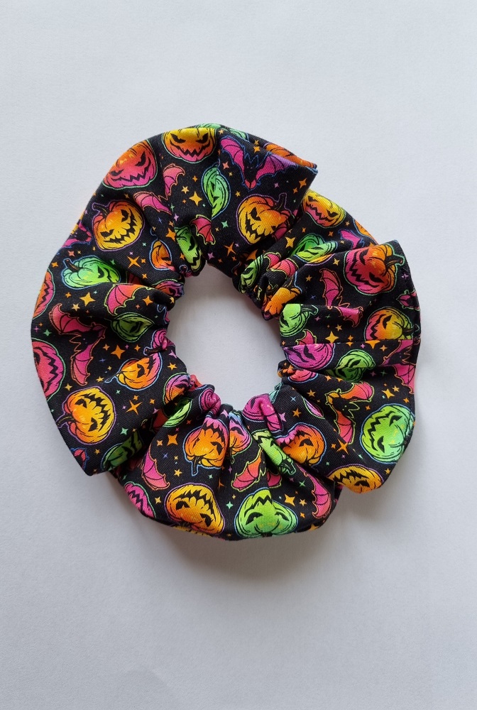 Multi Coloured Pumpkin Jersey Scrunchie Handmade