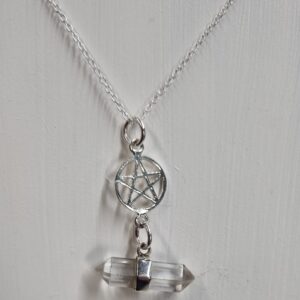 Quartz Crystal & Pentagram Necklace Sterling Silver