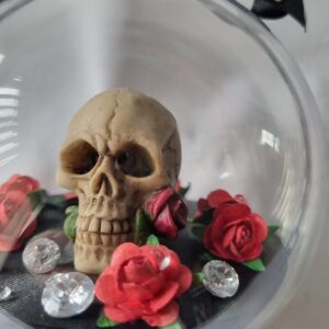 Skull & Red Roses Bauble Handmade