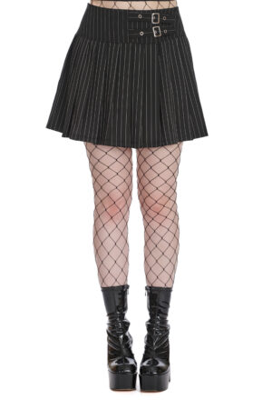 Black Core Pinstripe Skater Skirt Banned Apparel SK25573