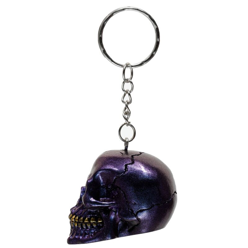 Metalic Purple Skull Keyring