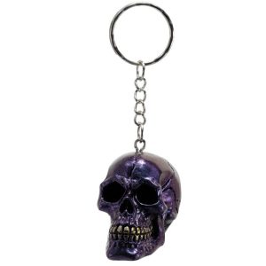 Metalic Purple Skull Keyring
