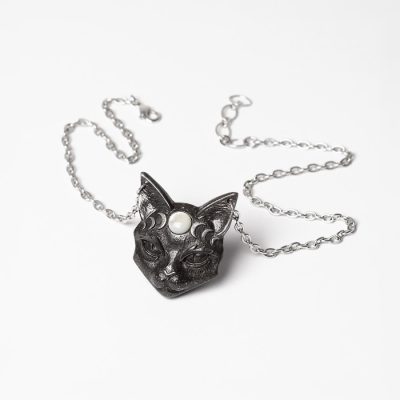 Mystic Moon Cat Pendant Alchemy England