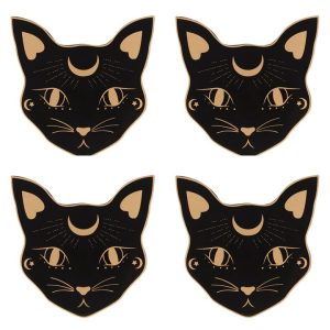 Mystic Mog Cat Face Coaster Set