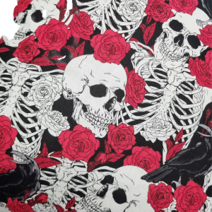 Handmade Rose, Raven & Skeleton Cushion