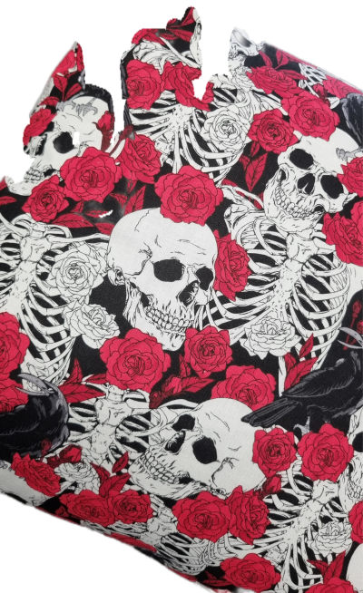 Handmade Rose, Raven & Skeleton Cushion - Image 2