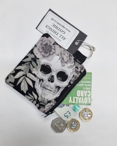 Handmade Floral Skull Coin Purse
