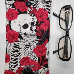 Handmade Skeleton Roses Glasses Case