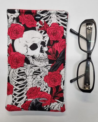 Handmade Skeleton Roses Glasses Case