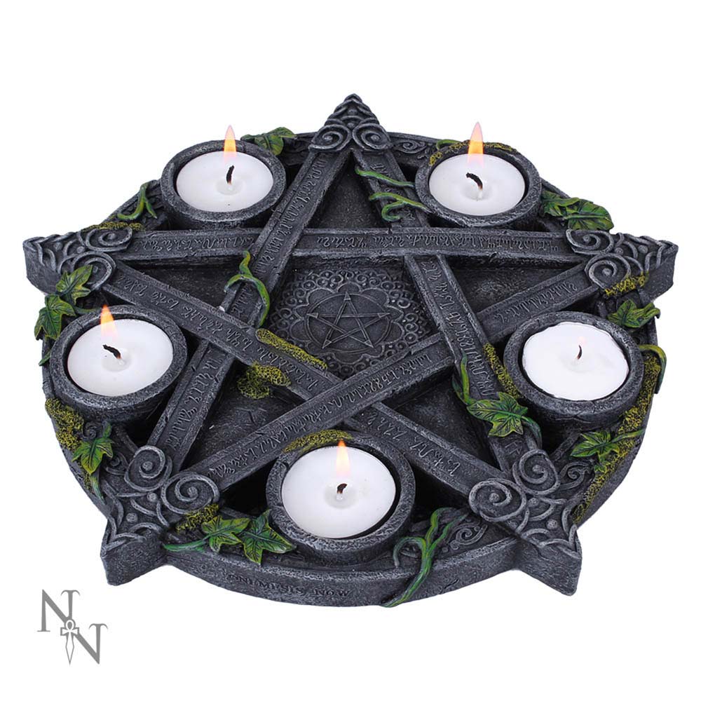 Wiccan Pentagram Tea Light Holder - B2538G6